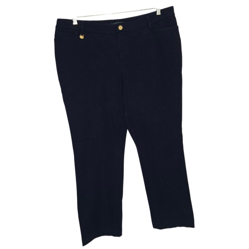 Lauren Ralph Lauren Navy Chino Pants Casual Workwear Cotton Women 14W - Picture 1 of 11